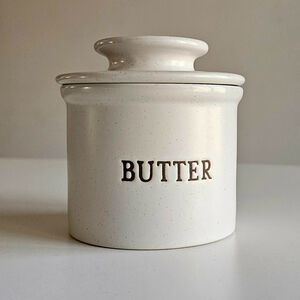 KOOK Butter Bell Crock Speckled Cream Stoneware Butter Keeper w/ Lid